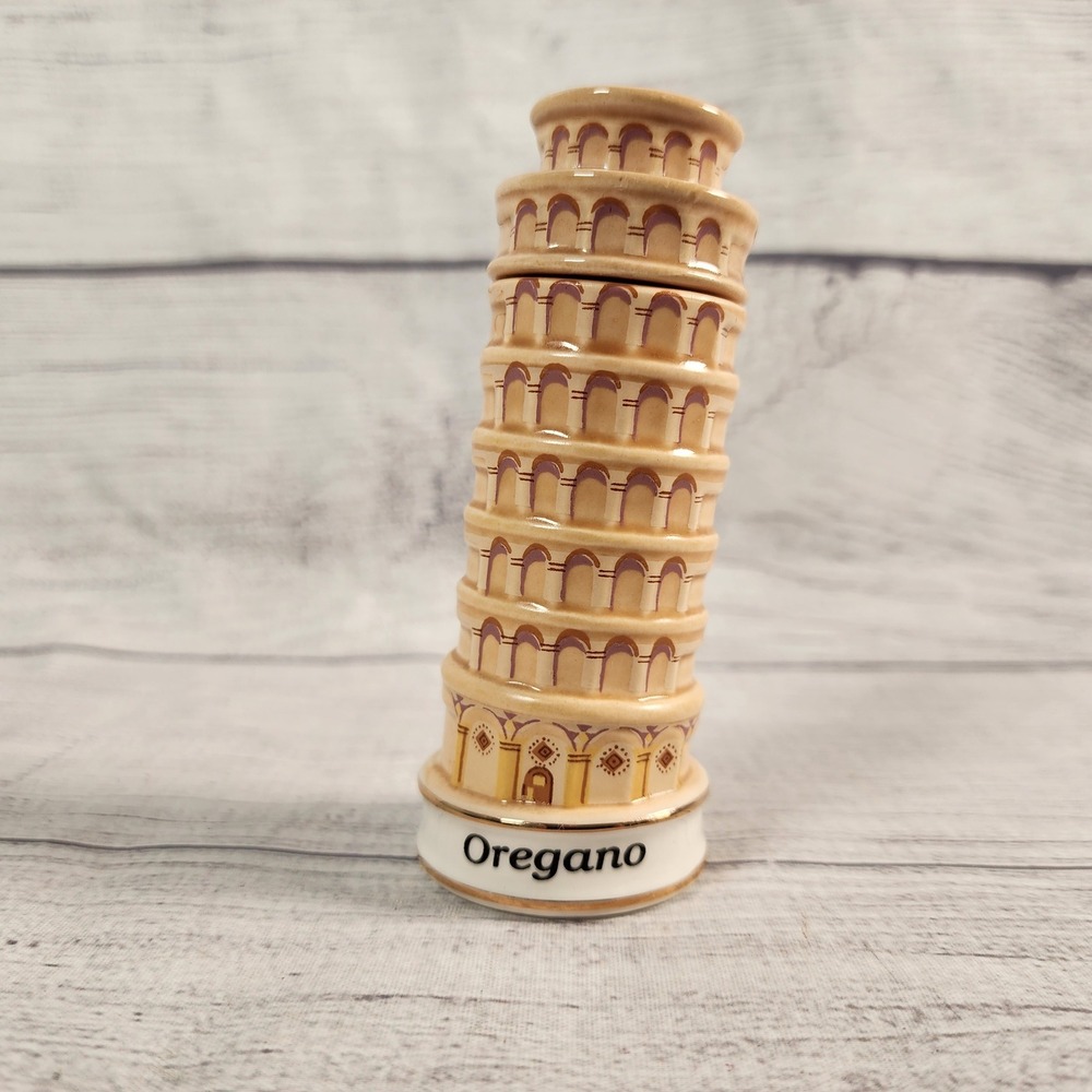 Danbury Mint Leaning Tower of Pisa Oregano Spice Jar Spices of the World Ceramic